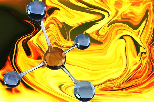 Modelo Molécula Abstrata Contra Pintura — Fotografia de Stock