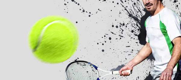 Tennisman Contra Vinheta Cinza — Fotografia de Stock