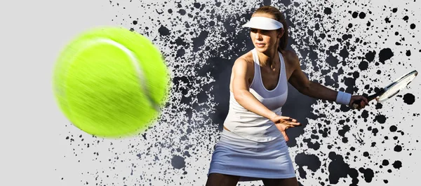 灰色のビネットに対するテニス女性 — ストック写真
