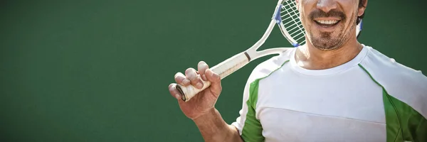 Homem Tênis Contra Fundo Verde — Fotografia de Stock