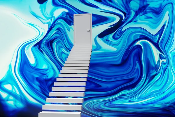 Escaliers Menant Porte Contre Peinture — Photo