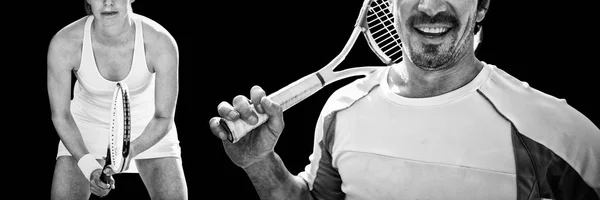Tennisman Contro Sfondo Nero — Foto Stock