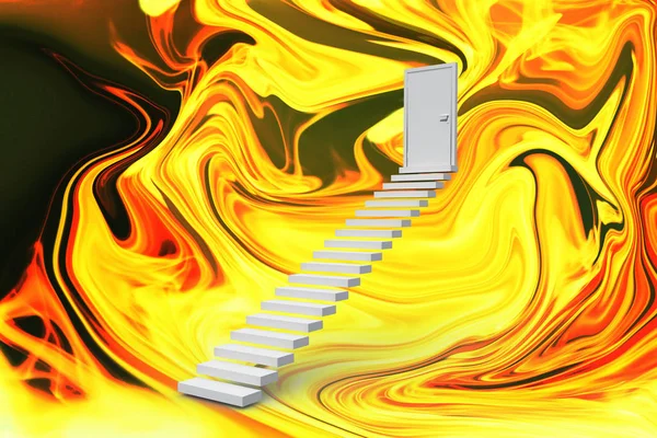 Treppe Zur Tür Gegen Malerei — Stockfoto