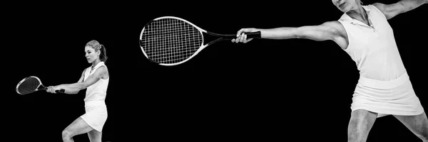 Композитный Образ Спортсмена Играющего Теннис Ракеткой — стоковое фото