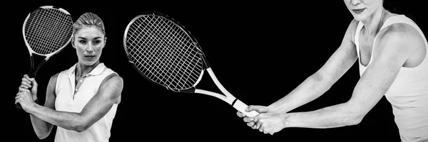 Immagine Composita Atleta Femminile Che Gioca Tennis — Foto Stock