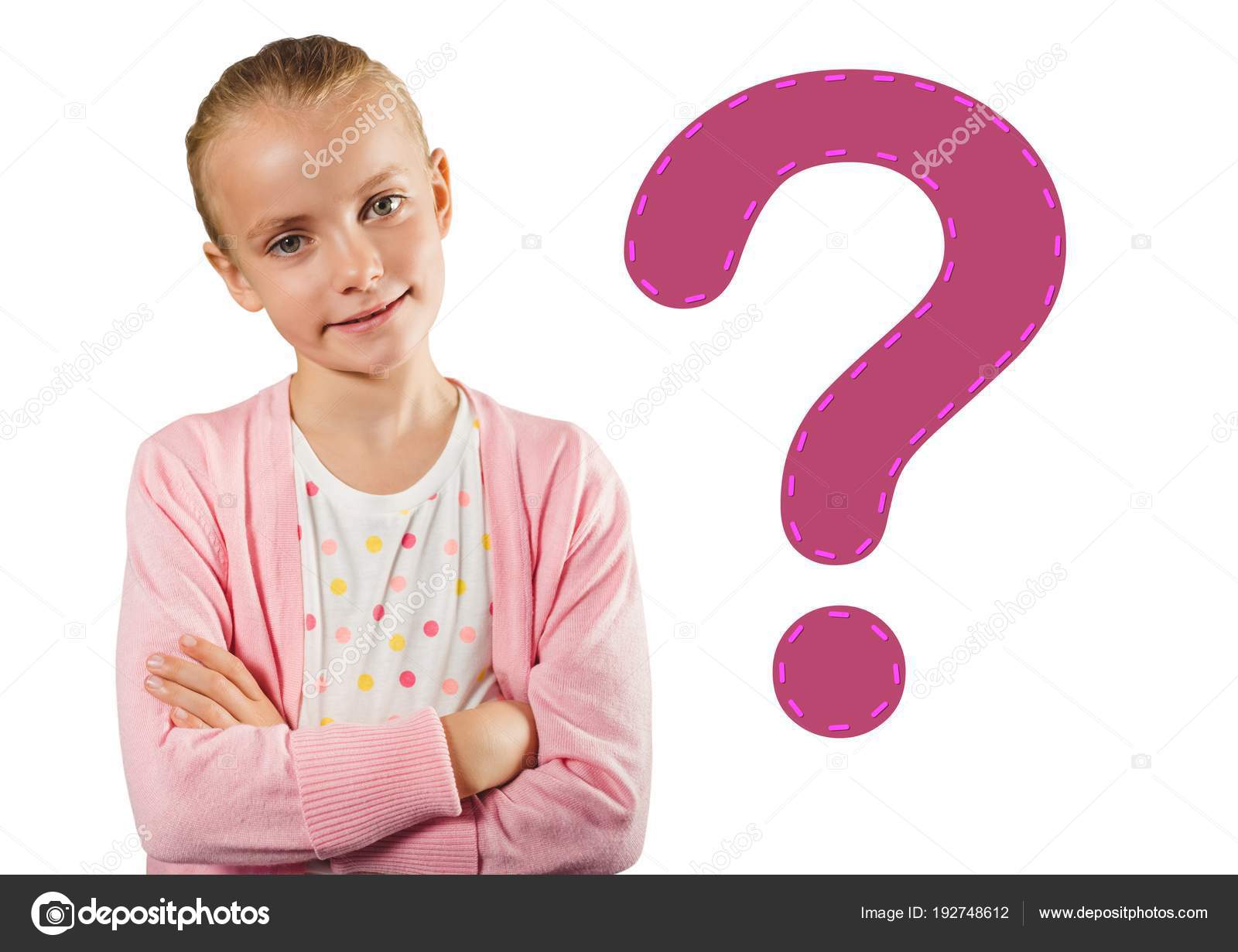 Signo Interrogación Con Niño Digital Compuesto Niña Rosa STgqp06ap