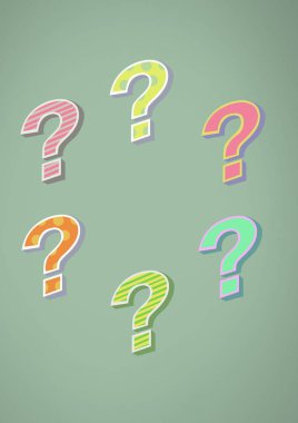 Renkli funky soru işaretlerinin dijital bileşik