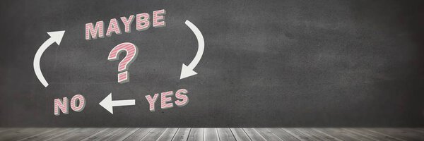 Цифровая композиция Yes No Maybe со стрелками на стене
