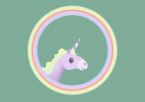 Digitale Composiet Unicorn Illustratie Regenboog Cirkel Met Lege Ruimte — Stockfoto