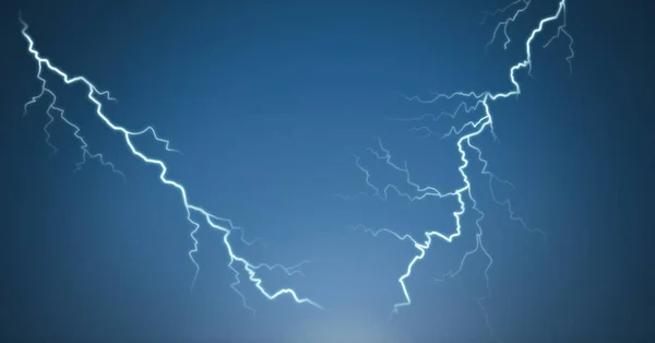 Digital Composite Lightning Strikes Blue Background — Stock Photo, Image