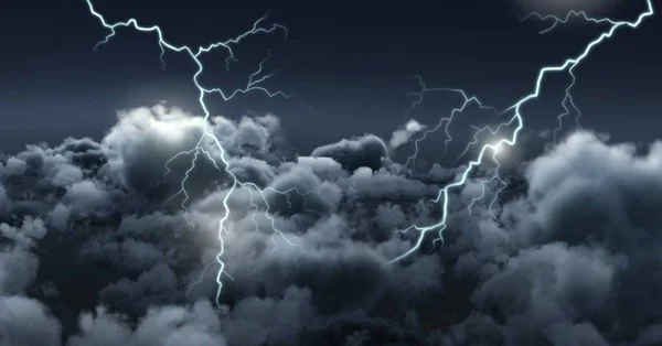 Digitales Zusammenspiel Von Blitzeinschlägen Himmel — Stockfoto