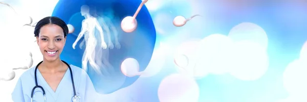 Digital Composite Sperm Reproduction Ovary Doctor — Stock Photo, Image