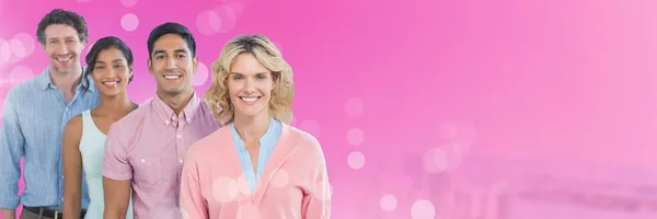 Digital Composite People Pink City Background — Stock Photo, Image