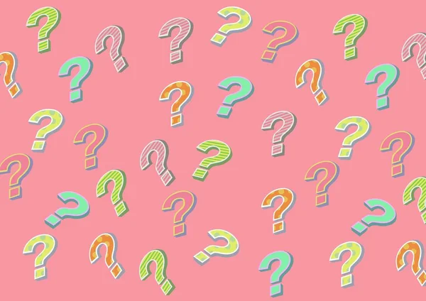 Digital Composite Colorful Funky Question Marks — Stock Photo, Image