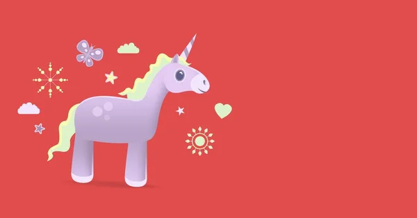 Digital Komposit Unicorn Illustration Med Tomt Utrymme — Stockfoto