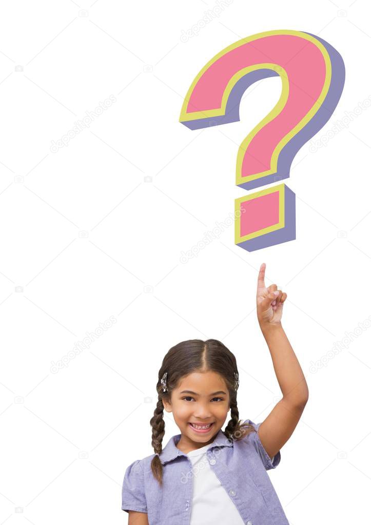 Digital composite of Kid Girl with funky question mark