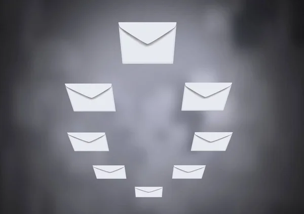 Composto Digital Envelope Cartas Mensagens Flutuando — Fotografia de Stock