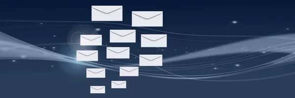 Composto Digital Envelope Cartas Mensagens Flutuando — Fotografia de Stock