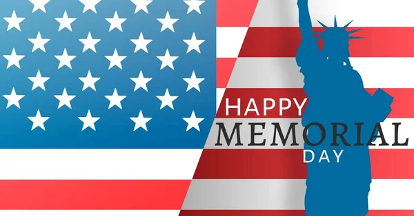 Цифровая Композиция Сообщения День Памяти Американским Флагом Статуей Свободы Фона — стоковое фото