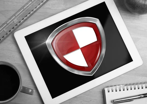 Digitale Composiet Van Antivirus Beveiliging Bescherming Schild Tablet — Stockfoto