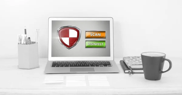 Digitale Composiet Van Antivirus Beveiliging Bescherming Schild Laptop — Stockfoto