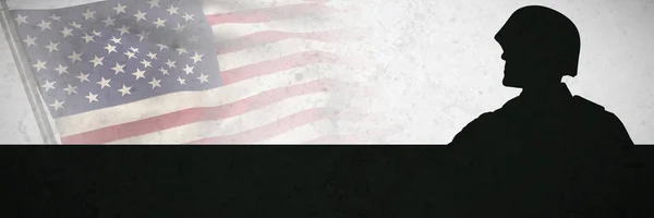 Πόλο Κουνώντας Σημαία Της Αμερικής Γκρι Φόντο — Φωτογραφία Αρχείου