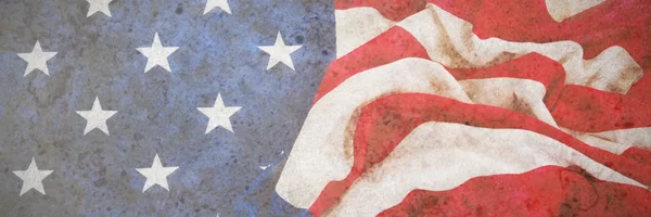 Крупный План Американского Флага Деревянном Столе — стоковое фото
