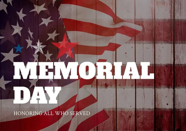 Digital Komposit Memorial Day Text Med Usa Flaggan — Stockfoto