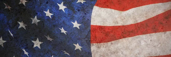 Close Uma Bandeira Americana Uma Mesa Madeira — Fotografia de Stock