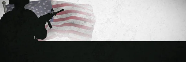 Close Soldier Flag Grey Background — Stock Photo, Image