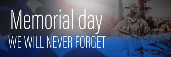 Ψηφιακή Τίτλος Για Memorial Day Ενάντια Αμερικανική Σημαία Στο Τραπέζι — Φωτογραφία Αρχείου