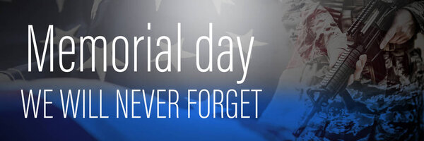 Digital title for memorial day against close-up of american flag