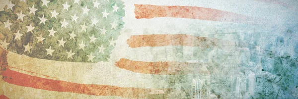 Usa Flagga Mot New York — Stockfoto