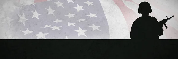 Fokusera Usa Flaggan Mot Grå Bakgrund — Stockfoto
