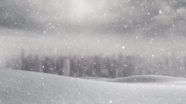 Arkasında kar yağışı ve şehir manzarası olan kış manzarasının animasyonu