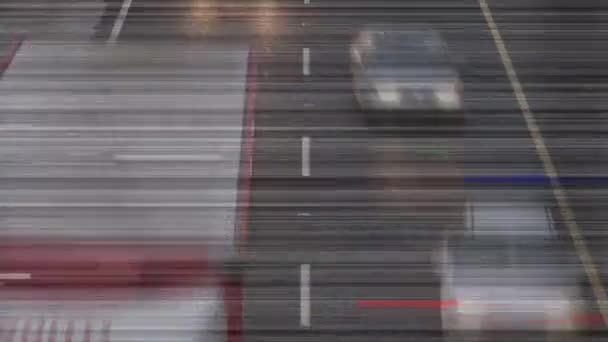 Animering Livlig Trafik Passerar Stadens Gata Snabb Rörelse Med Bilar — Stockvideo