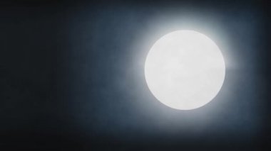 Dolunay ve duman bulutlarıyla gece gökyüzünün animasyonu