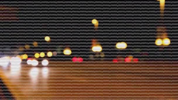 城市街道夜间交通繁忙的动画 以横线为前景色的快速移动 — 图库视频影像