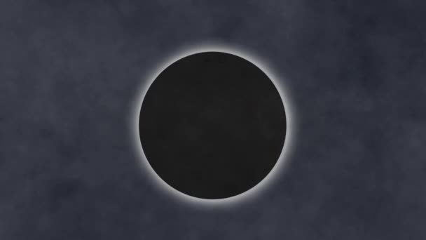 Анімація Нічного Неба Повним Місяцем Сонячним Затемненням Хмарами Диму — стокове відео