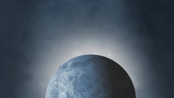 Анімація Нічного Неба Повним Місяцем Хмарами Диму — стокове відео