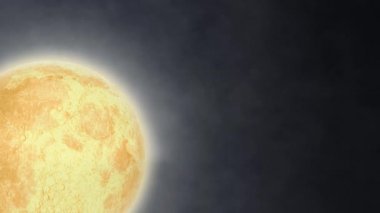 Dolunay ve duman bulutlarıyla gece gökyüzünün animasyonu