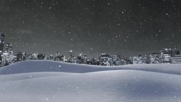 Animação Cenário Inverno Noite Com Queda Neve Paisagem Urbana Fundo — Vídeo de Stock