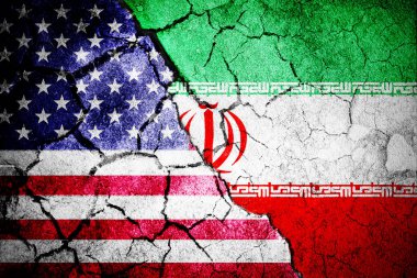 Dijital olarak üretilen Amerikan bayrağına karşı dijital olarak üretilen İran ulusal bayrağı