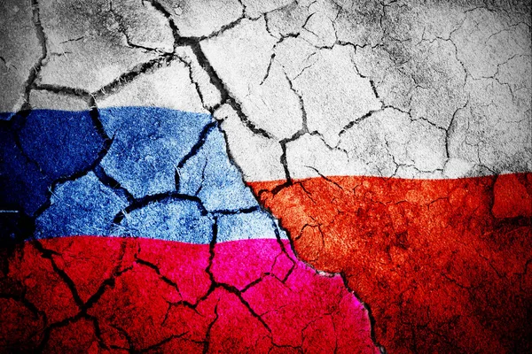 Digitalt Genererat Polerflaggsrippling Mot Digitalt Genererad Rysk Nationalflagga — Stockfoto