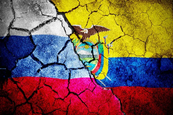 Bandiera Nazionale Ecuador Generata Digitalmente Contro Bandiera Nazionale Russa Generata — Foto Stock