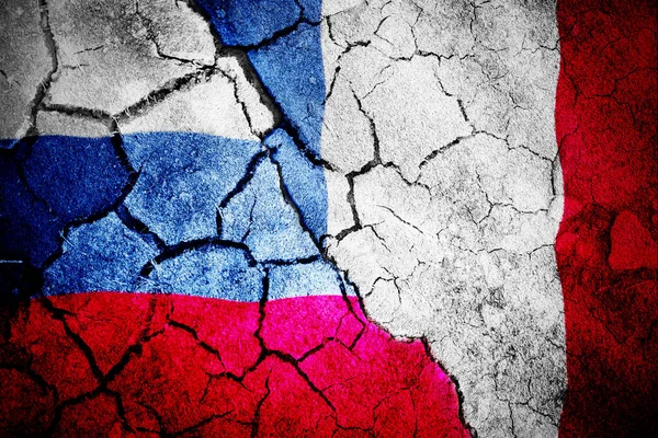 디지털로 프랑스 디지털로 러시아 국기에 대항하여 프랑스 — 스톡 사진