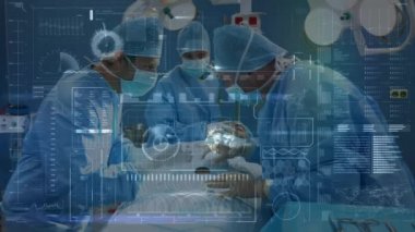 Ameliyathanedeki cerrahlar üzerinde veri işleme animasyonu