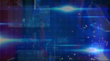 Mavi arkaplandaki veri işleme ve kaynakçının canlandırması