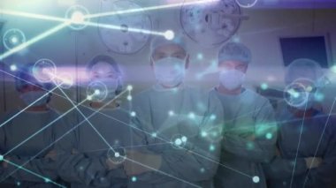 Ameliyathanede cerrahın üzerinde hareket eden veri ve bağlantı ağının animasyonu