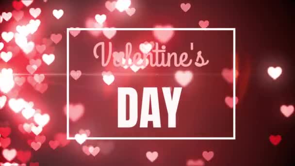 Анимация Слов День Святого Валентина Написан Белом Цвете Рамку Светящимися — стоковое видео